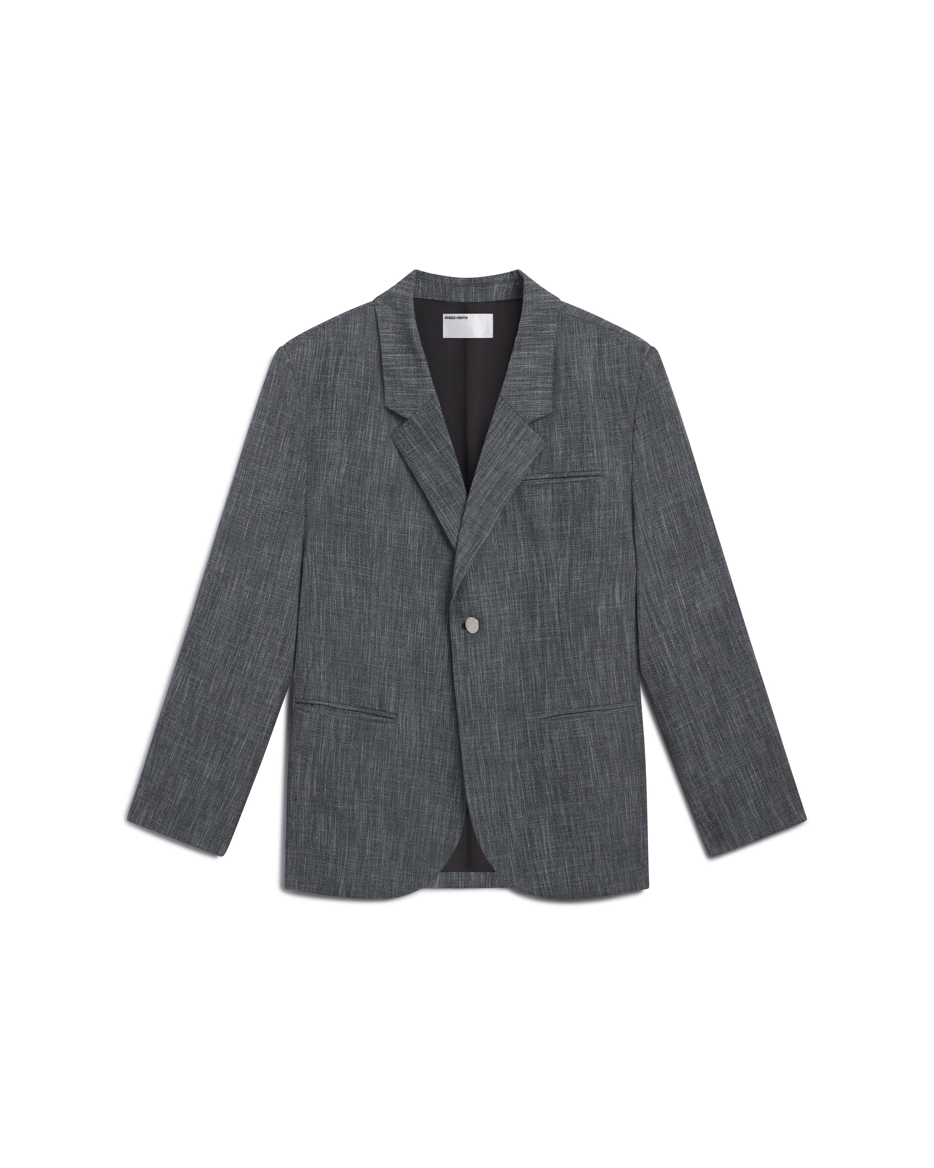 Black Melange Wool Suiting SB Blazer - Steele + Edith