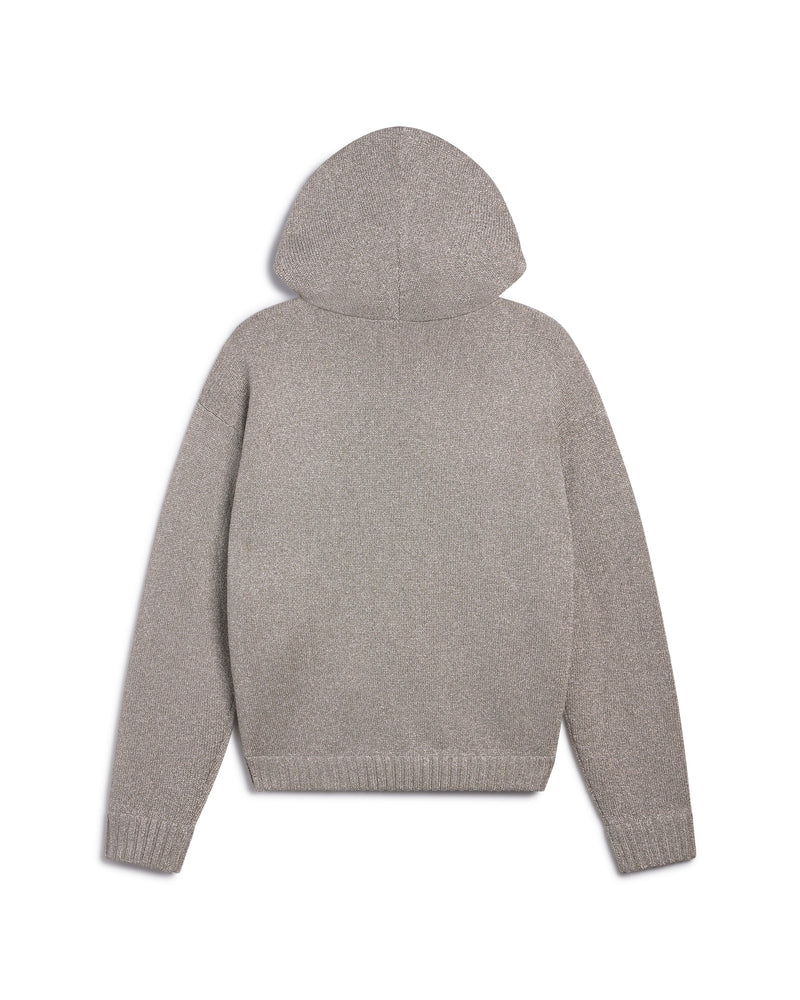 Metallic Knit Hooded Zip Sweater - Steele + Edith